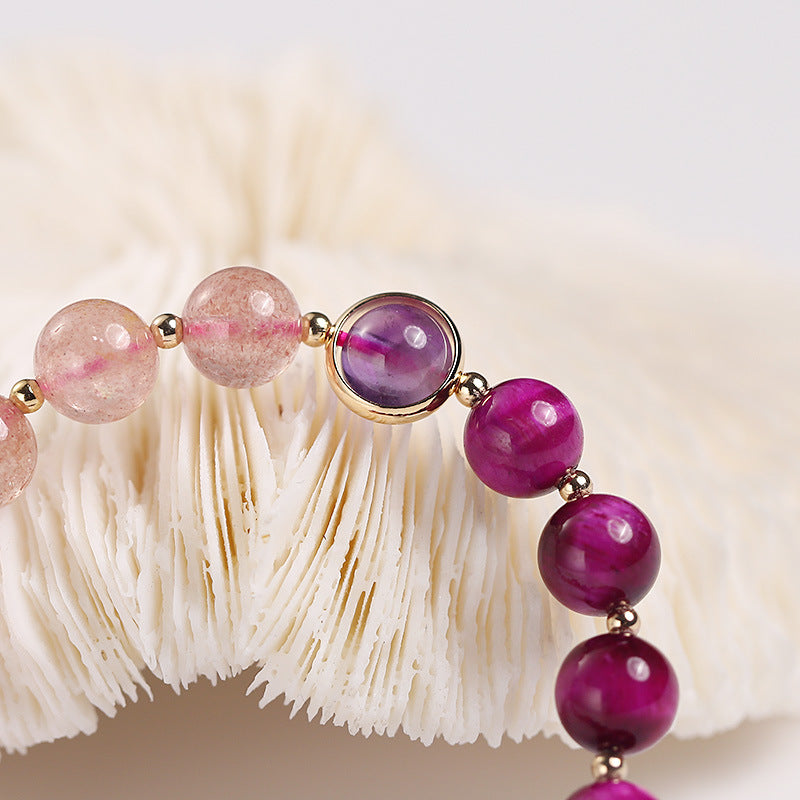 Pulsera de amor Pixiu de cuarzo fresa natural con Buddha Stones