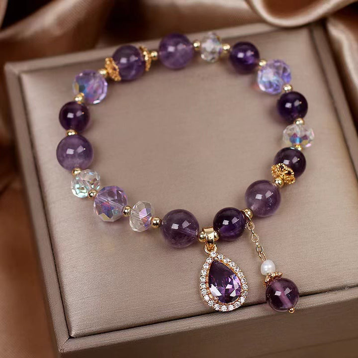 Pulsera con dije de alma curativa de corazón de amor de circón de amatista natural