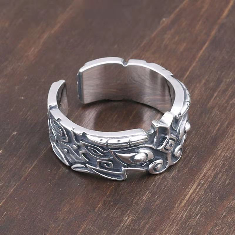 Anillo ajustable de riqueza de cobre blanco FengShui PiXiu