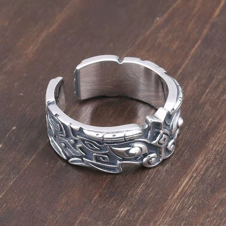Anillo ajustable de riqueza de cobre blanco FengShui PiXiu