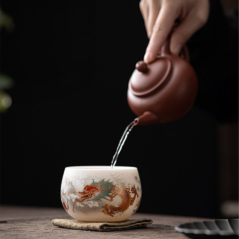 Buddha Stones , dragón Fénix, ciervo de loto, edificio antiguo, pez Koi, taza de té de cerámica, tazas de té de Kung Fu