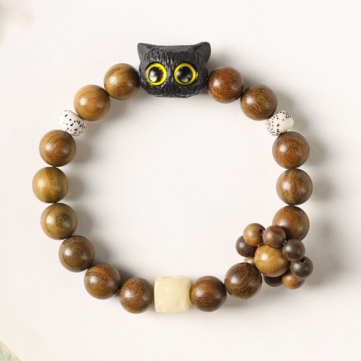 Pulsera calmante de la paz del gato de madera de ébano del sándalo verde de las Buddha Stones - image 6