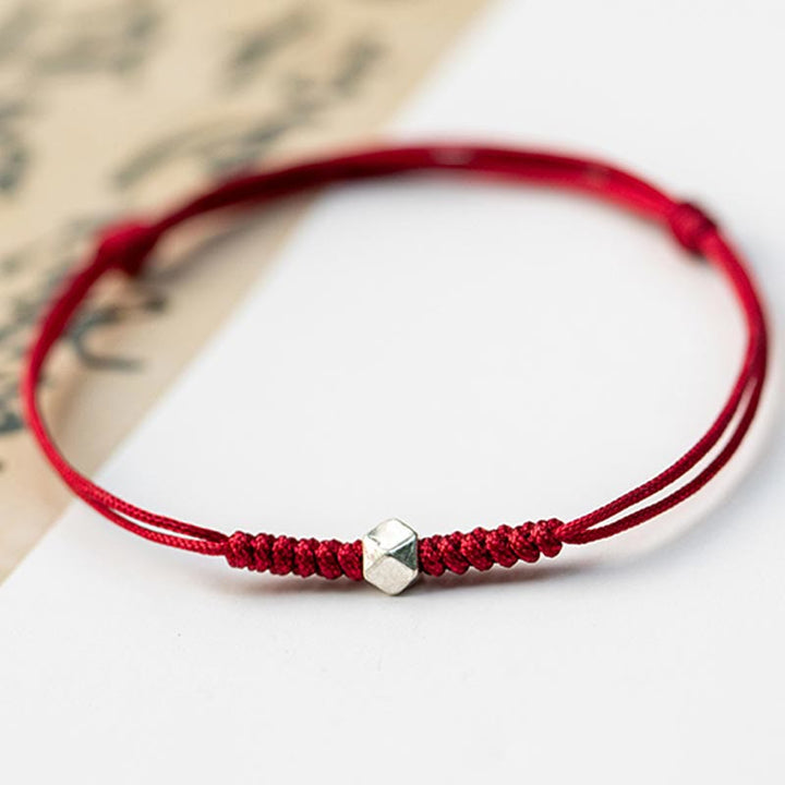 Pulsera trenzada de hilo rojo con protección de cuentas de la suerte de plata de ley 925 con Buddha Stones