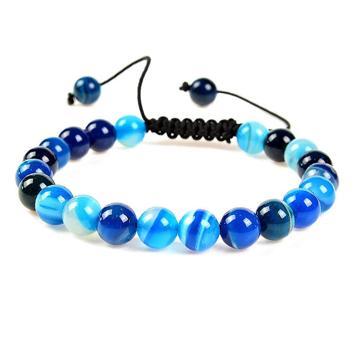 Pulsera de macramé ajustable unisex con cuentas de cristal de piedras preciosas de poder curativo natural de Buddha Stones - Ágata azul - image 3