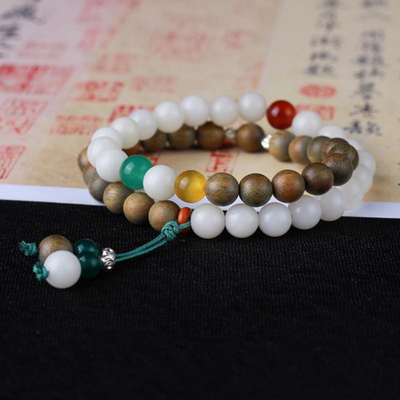 Pulsera de la suerte para despertar con semillas de Bodhi de sándalo verde