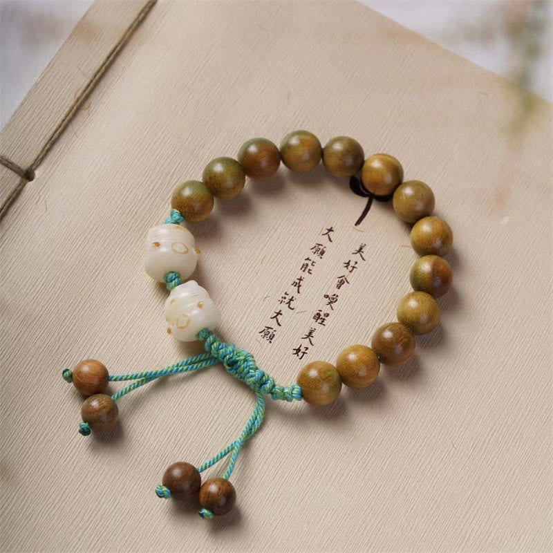 Pulsera positiva con Buddha Stones, sándalo verde, semilla Bodhi, gato de la suerte - image 2