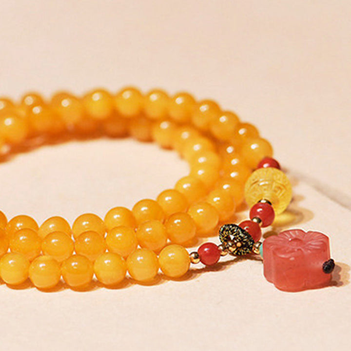 Collar de equilibrio curativo de ámbar Pulsera con dije de flor
