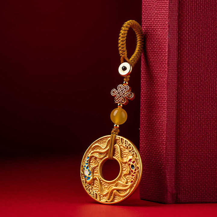 Llavero con hebilla de paz y suerte, doble pez Koi, Buddha Stones