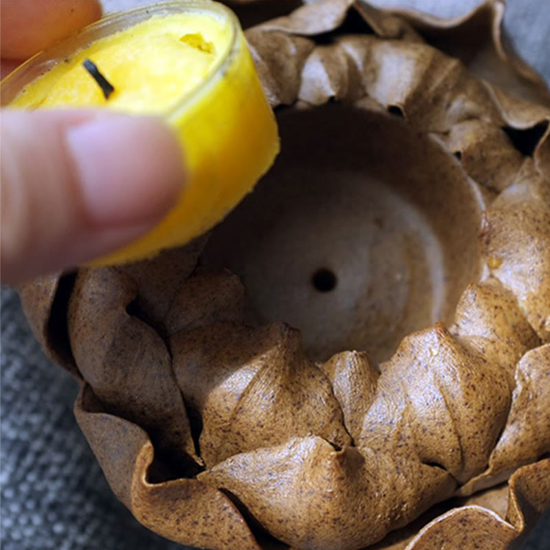 Quemador de incienso de cerámica con diseño de flor de loto y Buddha Stones , decoración para el hogar