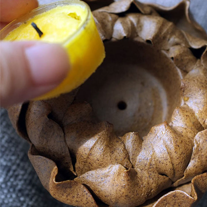Quemador de incienso de cerámica con diseño de flor de loto y Buddha Stones , decoración para el hogar