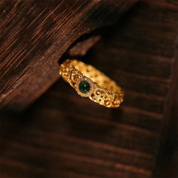 Anillo de la suerte del éxito del jade cian de plata de ley 925 con Buddha Stones - image 1