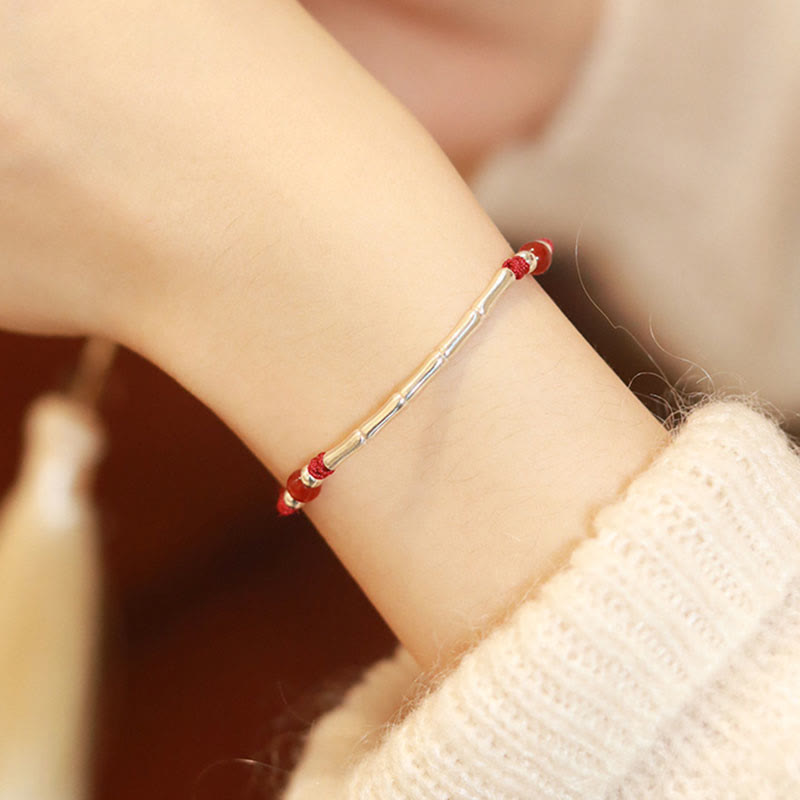 Pulsera trenzada de cuerda de protección de cuentas de ágata blanca de bambú de plata de ley 925 con Buddha Stones - image 8