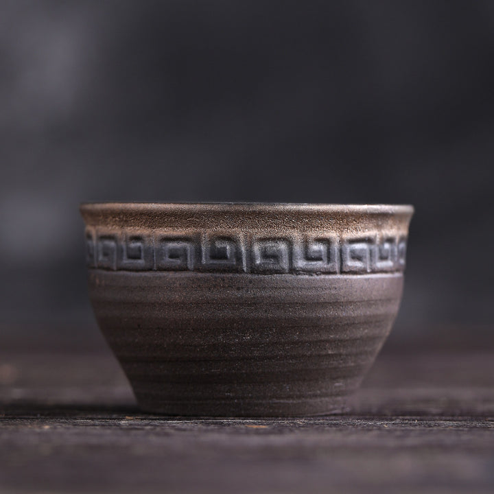 Taza de té de cerámica con textura de rayas marrones simples , Buddha Stones, tazón de taza de té de Kung Fu