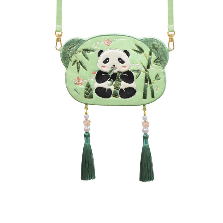 Bordado de Buddha Stones, Panda de la suerte, gato, Shiba Inu, ciervo, conejo, zorro, flor, Animal bonito, Hanfu, bolso cruzado, bolso de hombro