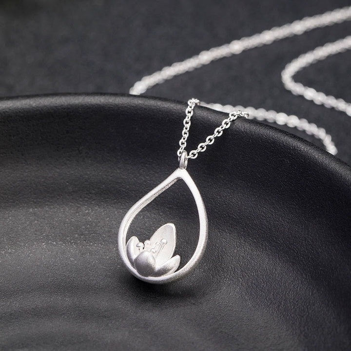 Colgante de collar con iluminación floral de flor de loto de plata de ley 925 con Buddha Stones - image 3