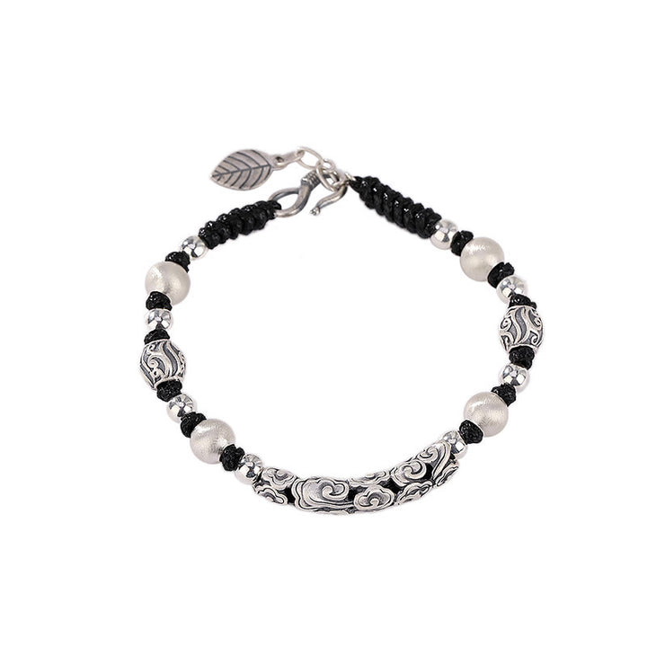 Pulsera de cadena de riqueza de nube auspiciosa de plata de ley 999 de cobre hecha a mano con Buddha Stones del Tíbet - image 19