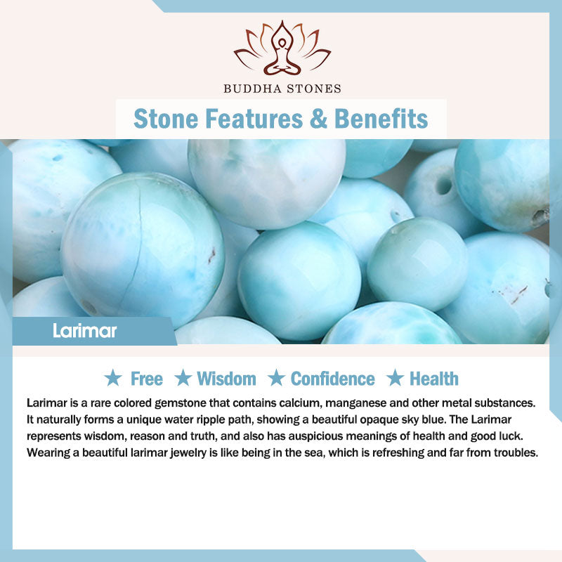 Pulsera de confianza de sabiduría de Larimar natural con Buddha Stones