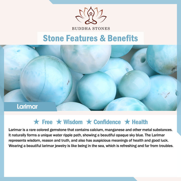 Pulsera de confianza de sabiduría de Larimar natural con Buddha Stones