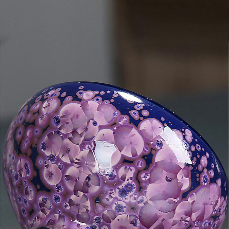 Taza de té de porcelana con Buddha Stones, flores de Iris coloridas, horno chino Jianzhan, cambio, Tenmoku, Kung Fu