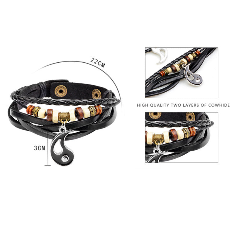 Pulsera de equilibrio de pareja con colgante Yin Yang