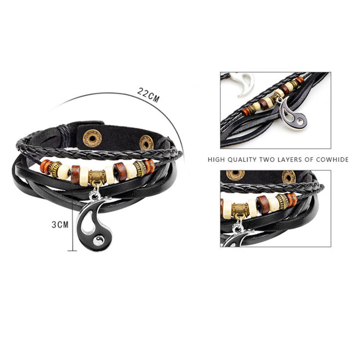 Pulsera de equilibrio de pareja con colgante Yin Yang