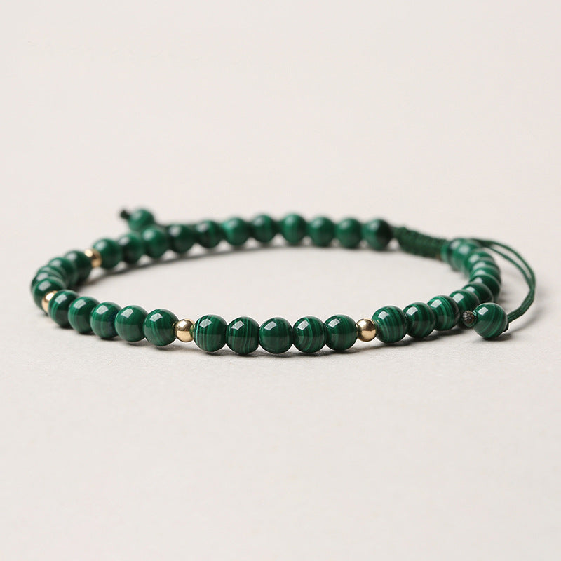 Pulsera de hilo de calma y protección de malaquita natural con Buddha Stones
