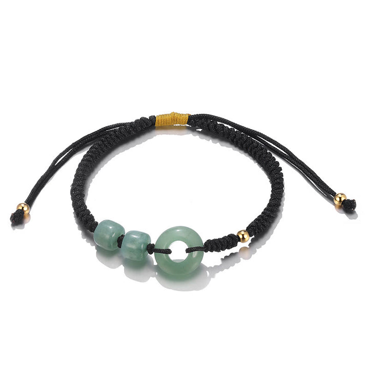 Buddha Stones, 2 uds., aventurina verde, Jade blanco, hebilla de la paz, pulsera trenzada para pareja de la suerte