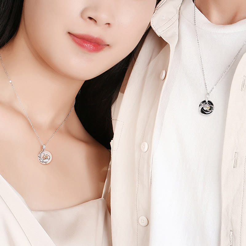 Buddha Stones Plata de Ley 925 Año del Dragón Ónix Negro Natural Calcedonia Dragón Fénix Paz Hebilla Collar Colgante - image 8