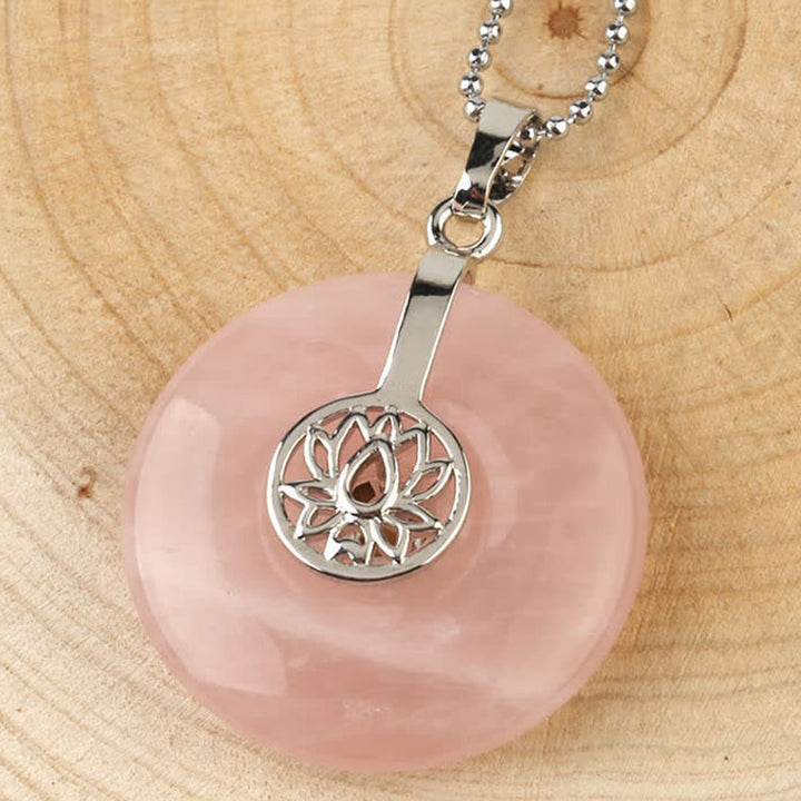 Buddha Stones, varios cristales, amatista, cristal rosa, colgante de collar curativo de loto - Cristal rosa - image 9