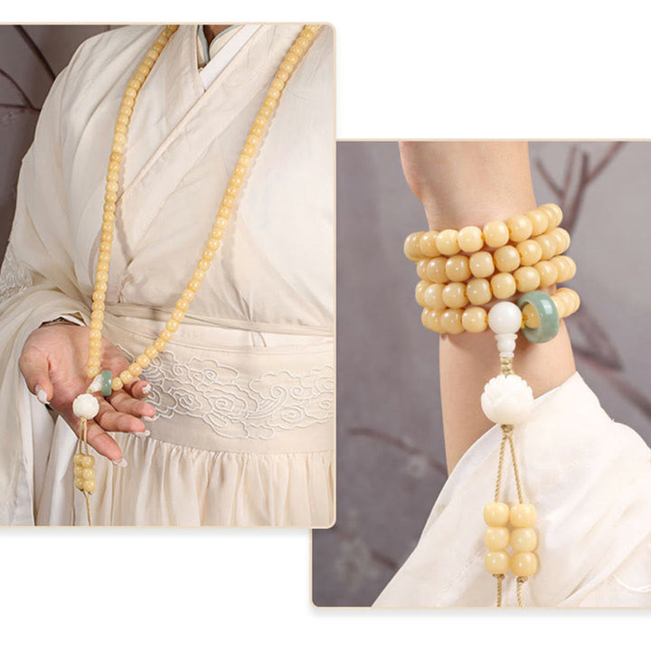 Pulsera con dije de armonía y paz con cuentas de loto y semilla de Bodhi Natural de Buddha Stones