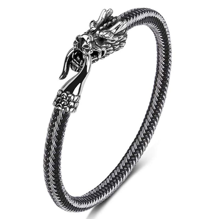 Pulsera de la suerte con protección de acero titanio y dragón de Buddha Stones - image 28