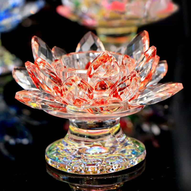 Candelabro de cristal con flor de loto, decoración para el hogar y la Oficina