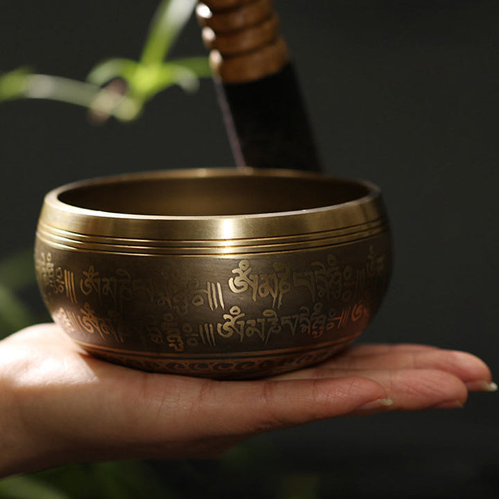 Cuenco con sonido de meditación tibetana con Buddha Stones hecho a mano para curación y atención plena, juego de cuencos para cantar