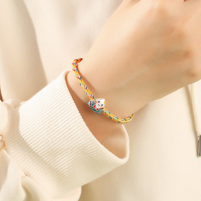 Pulsera de plata de ley 925 con Buddha Stones, dragón, barco, Festival, patrón Zongzi, suerte, hecha a mano, cuerda multicolor, niño y adulto - image 7