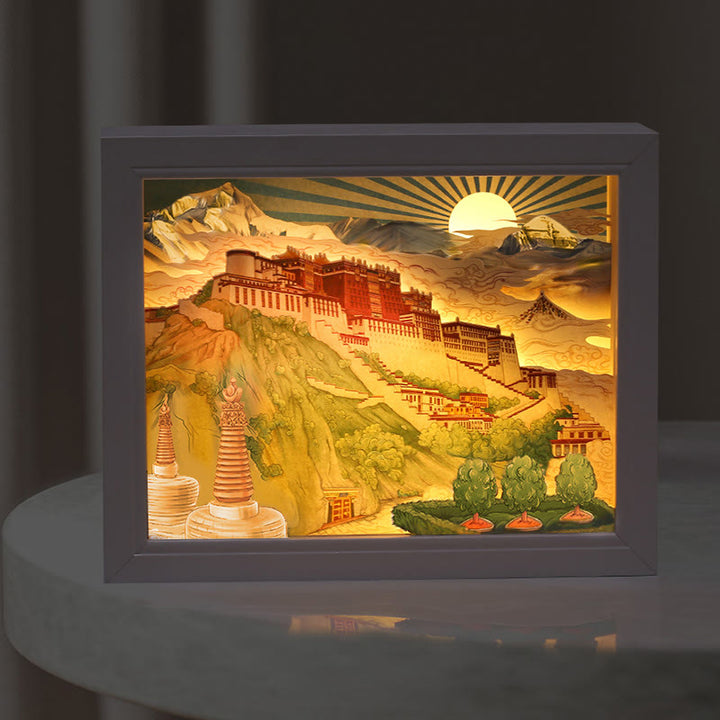 Lámpara LED de papel del Palacio Potala del Tíbet, luces artísticas de noche, lámpara de mesa LED creativa