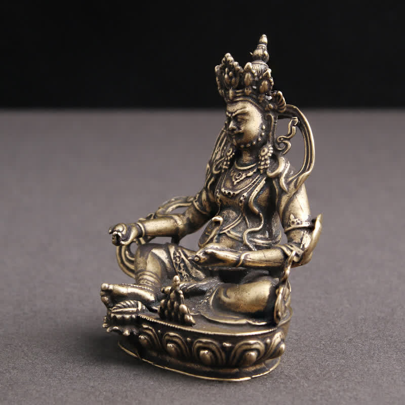 Estatuilla amarilla de Jambhala Bodhisattva, estatua de cobre de serenidad, decoración - image 6