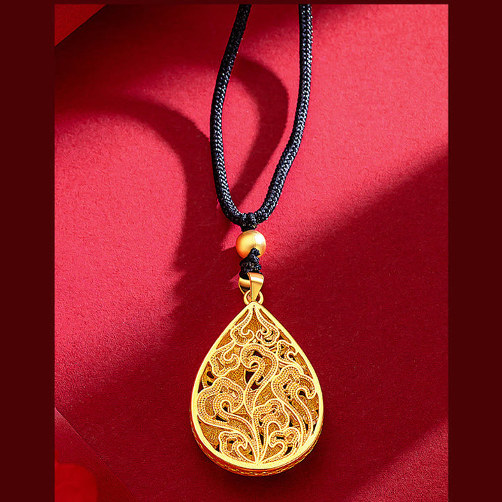 Collar con colgante de fuerza de la suerte y flor de Fénix colorida con Buddha Stones
