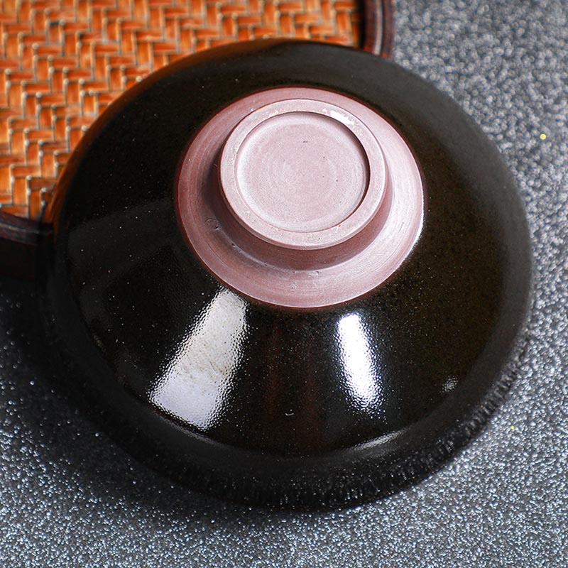 Buddha Stones, hoja de arce dorada, taza de té de cerámica china Jianzhan, tazón de taza de té Tenmoku Kung Fu