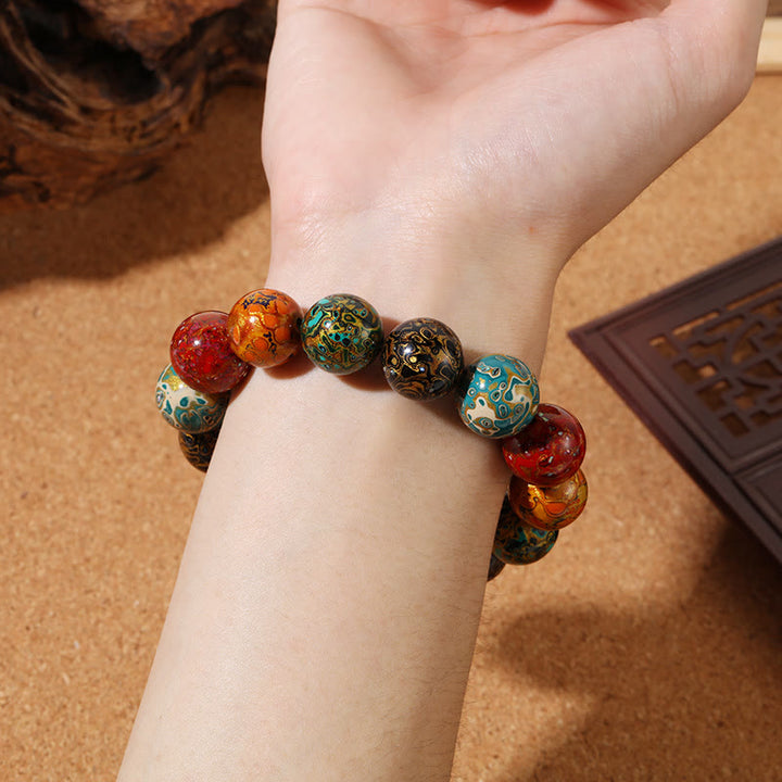 Pulsera Calm con cuentas de laca multicolor natural y piedras de Buddha Stones
