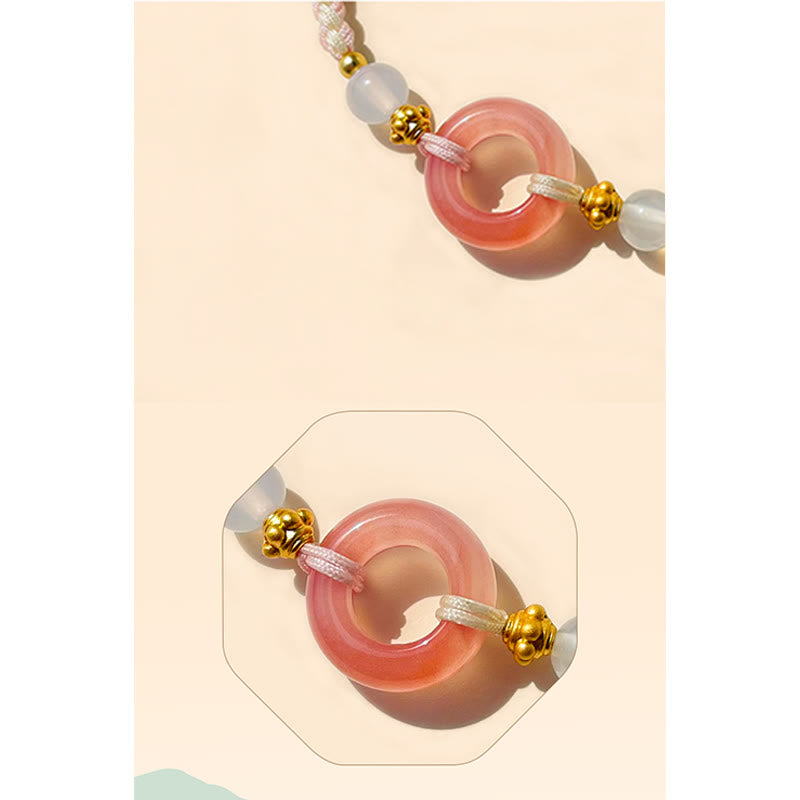 Pulsera trenzada hecha a mano con hebilla de la paz y ágata de la paz y la alegría de las Buddha Stones