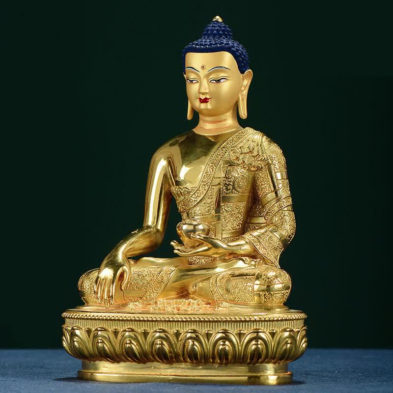 Figura de Buda Shakyamuni, estatua de cobre de iluminación, decoración para el hogar - image 3