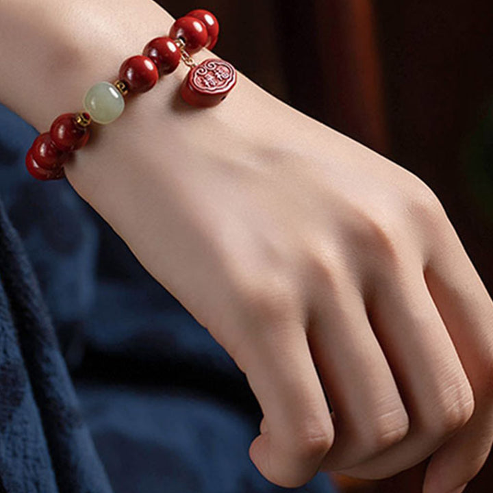 Pulsera con dijes de protección curativa de jade cinabrio con Buddha Stones