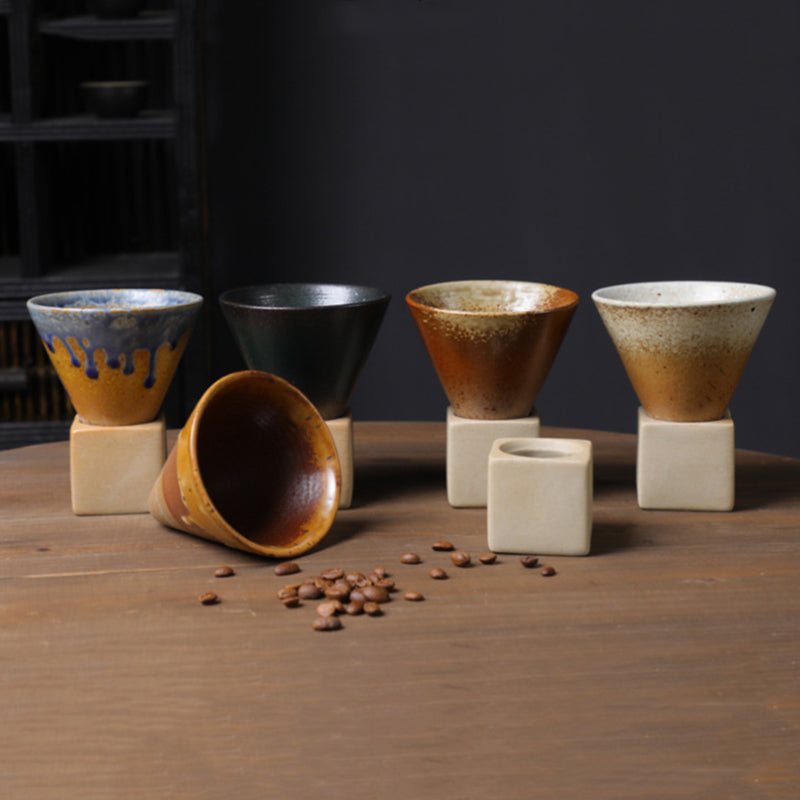 Taza de café de cerámica con degradado Vintage de Buddha Stones, taza de café expreso con leche y té con Base de 200ml