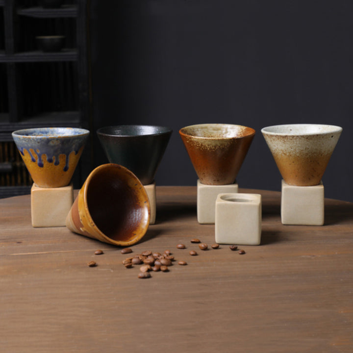 Taza de café de cerámica con degradado Vintage de Buddha Stones, taza de café expreso con leche y té con Base de 200ml