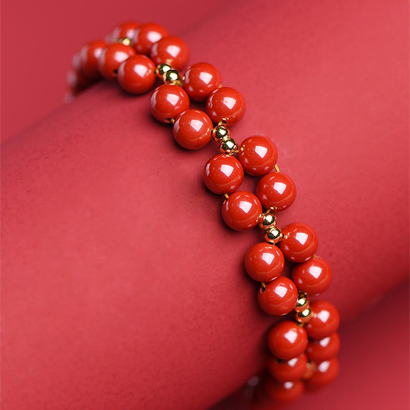 Pulsera de bendición con cuentas de cinabrio natural de Buddha Stones
