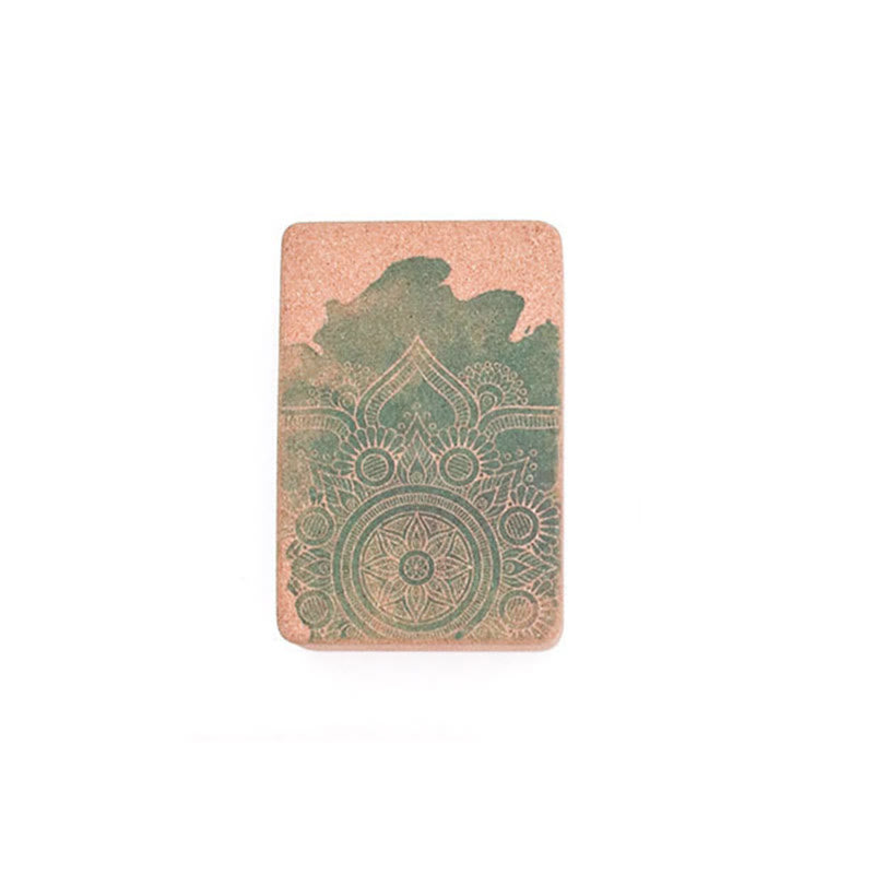 Bloque de corcho de yoga consciente con mandala tibetana de Buddha Stones - Mandala verde - image 8