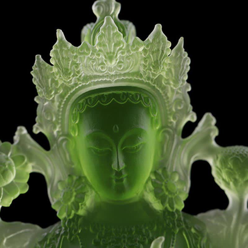 Bodhisattva Tara Verde hecho a mano Liuli Crystal Art Piece Protección Hogar Oficina Estatua Decoración - image 2