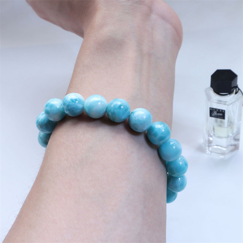 Pulsera de confianza de sabiduría de Larimar natural con Buddha Stones