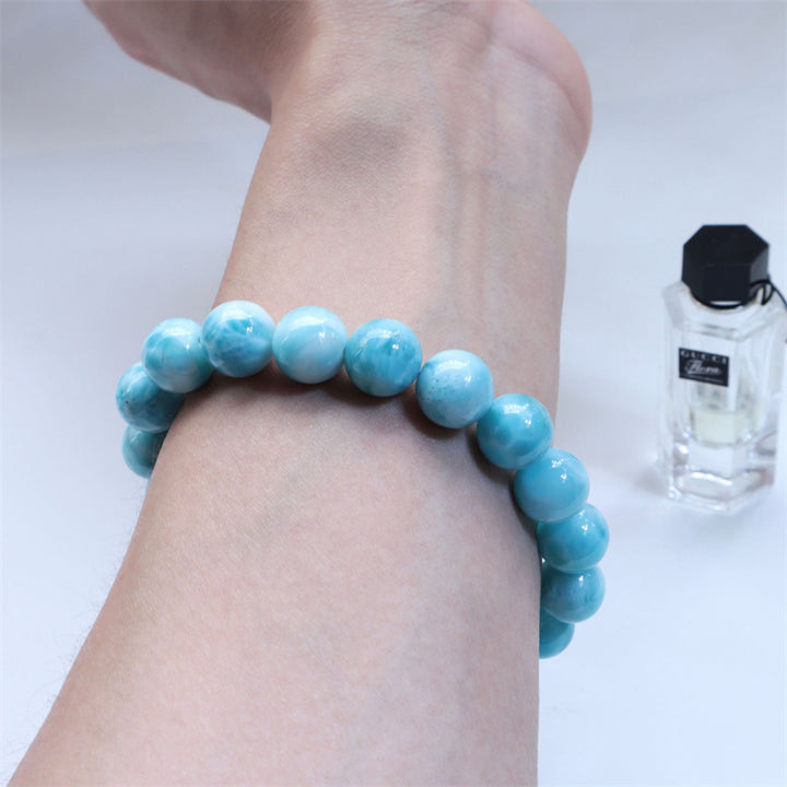 Pulsera de confianza de sabiduría de Larimar natural con Buddha Stones