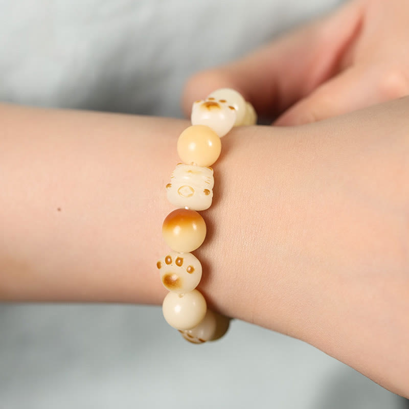 Pulsera de la paz con Buddha Stones, semilla de Bodhi Natural, sándalo, cabeza de gato bonita de la suerte, garra de pata - image 20